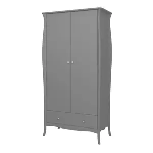 Lautner Contemporary Satin grey MDF & pine 1 Drawer Double Wardrobe (H)1920mm (W)965mm (D)450mm