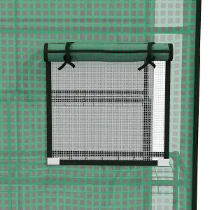 Outsunny Walk-in Greenhouse Cover Replacement with Door and Mesh Windows, Green