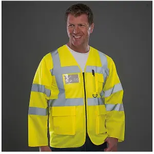 Yoko Mens Executive Hi-Vis Long Sleeve Safety Waistcoat