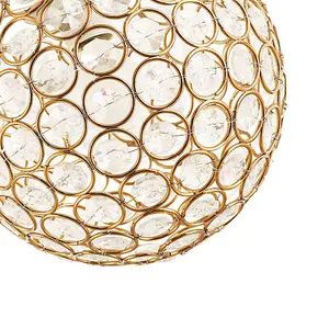 Modern Round Gold Globe Easy Fit Pendant Shade with Small Clear Acrylic Beads