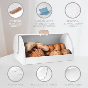 EHC Bread Bins for Kitchen, Bread Box with lid, Kitchen Storage Bin, Bread Container, White