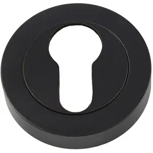 50mm Euro Profile Round Escutcheon Concealed Fix Matt Black Keyhole Cover