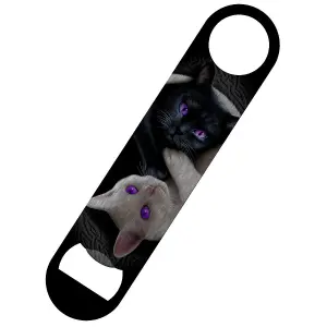 Spiral Yin Yang Cats Bottle Opener Black (One Size)