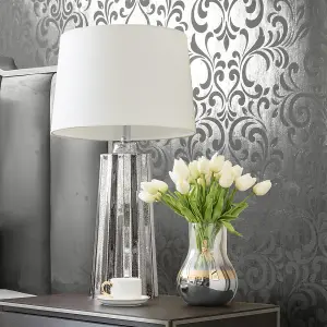 Muriva Silver Damask Metallic effect Embossed Wallpaper