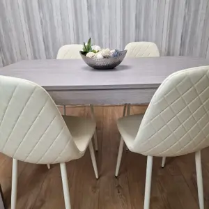 Dining Table With 4 Cream Stitched Chairs Kitchen Dining Table for 4 Dining Room Dining Set