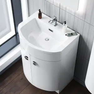 Nes Home Dene 600mm Freestanding White Vanity with Basin Flat Pack