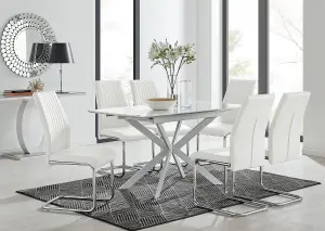 LIRA 120 Extending Dining Table and 6 White Lorenzo Chairs