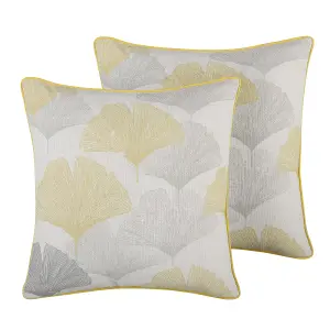 Set of 2 Cushions CANDYTUFT 45 x 45 cm Plant Yellow