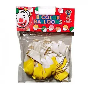 Globos Latex Balloons (Pack of 25) Yellow/White (One Size)