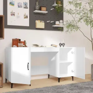 Berkfield Desk High Gloss White 140x50x75 cm Engineered Wood