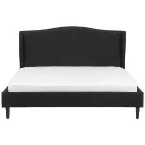 Fabric EU Super King Size Bed Black COLMAR