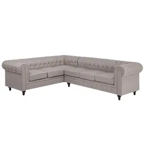 Right-Hand Corner Sofa CHESTERFIELD Beige Fabric Right Hand