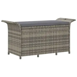 Berkfield Garden Bench with Cushion Grey 116x46x57 cm Poly Rattan