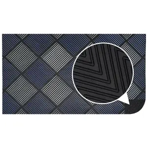 JVL Platina Scraper Rubber Doormat, 40x70cm, Silver/Blue