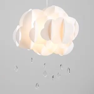 ValueLights Extra Large White Ceiling Pendant Shade and B22 GLS LED 6W Warm White 3000K Bulb