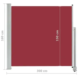 Berkfield Patio Retractable Side Awning 160x300 cm Red