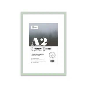 A2 Mint Green Picture Frame With Mount for A3 (29.7 x 42cm - 11.7 x 16.5in) Poster, Photo, Artwork, or Print.