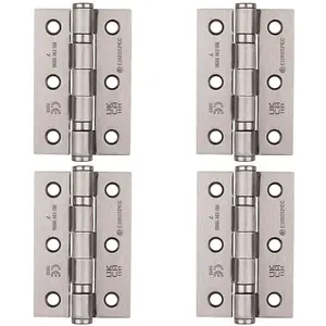 4 PACK - PAIR Grade 7 Ball Bearing Hinge - 76 x 51mm Satin Nickel Interior Door Fixing