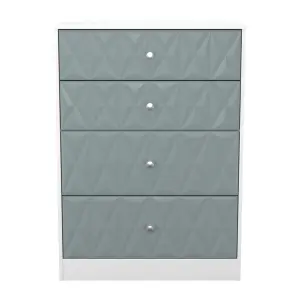 San Jose Ready assembled Duck egg blue & white 4 Drawer Chest (H)1063mm (W)766mm (D)395mm