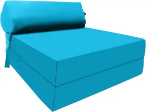 Fold Out Z Bed Chair Sofa Lounger With Pillow - Aqua