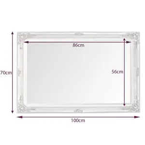 Andrews Flat Wall Mirror Antique Silver / 100cm x 70cm W