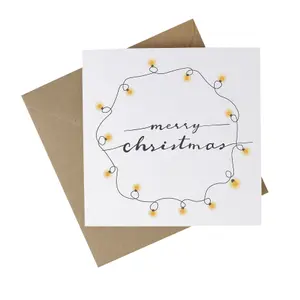 Eco-Friendly Christmas Cards - Recycled Card Plastic Free Xmas Greetings Cards Gift - Merry Christmas Festive Lights - Pack of 10