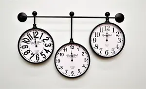 Metal Wall Clocks, Set of 3 Hanging Clocks