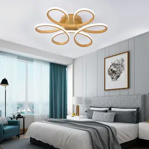 Gold Modern 1 Light Curved Shape Acrylic Flush Mount Integrated LED Ceiling Light Fixture Cool white 58cm