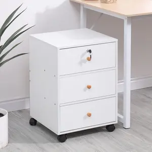 Lakemia 40cm Wide 3 -Drawer Mobile File Cabinet Warm White