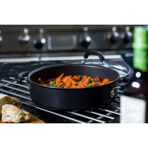 Circulon Total Black Round Aluminium Dishwasher Safe Non-Stick Skillet and Shallow Casserole Dish Set Pack of 3