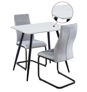 Hallowood Furniture Cullompton Small Rectangular Dining Table 80cm with 2 Grey High Back Chairs