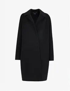 Womens Whistles Double-Faced Cocoon-Shape Wool Coat Black L