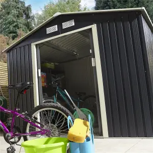 8 x 6 Double Door Metal Apex Shed (Dark Grey)