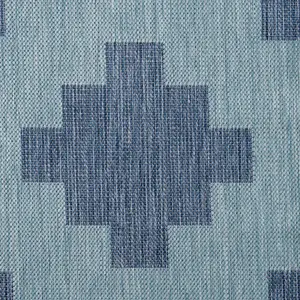 Blue Geometric Flatweave Indoor Outdoor Weatherproof Washable Area Rug 120x170cm