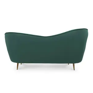 2 Seater Loveseat Small Sofa in Velvet Emerald Green Fabric