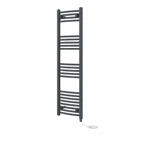 Rinse Bathrooms Electric Heated Towel Rail Curved Anthracite Bathroom Towel Radiator 1400x400mm - 800W