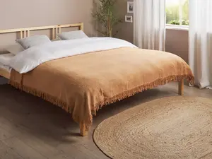 Bedspread YERBENT Cotton 150 x 200 cm Golden Brown