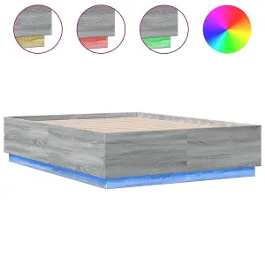 Berkfield Bed Frame with LED without Mattress Grey Sonoma 135x190 cm Double