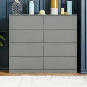 Vida Designs Denver Grey 8 Drawer Chest (H)955mm (W)1200mm (D)400mm