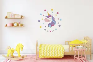 Walplus Magical Unicorn Kids Sticker PVC Purple