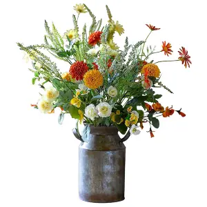 Bloom Artificial Marigold Flower Arrangement in Vase - Faux Fake Realistic Floral Centrepiece Home Decoration - H55cm x W45cm