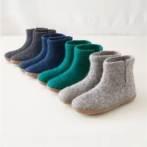 Fair Trade Handmade Felt Unisex Slipper Boot Suede Sole