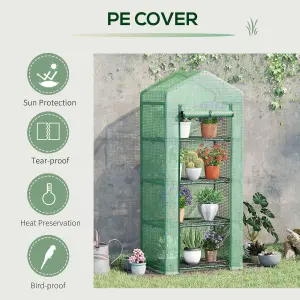 Outsunny Mini Greenhouse 4-Tier Portable Plant House Shed w/ PE Cover, Green