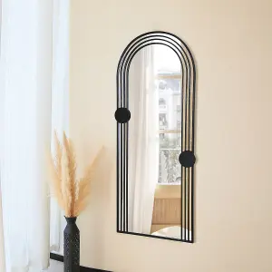 Warsaw Arch Mirror Black Weather Resistant Wall Mount