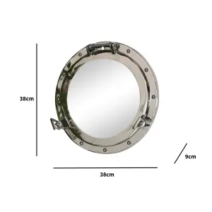 Melody Maison Nautical Porthole Mirror in Silver - 38cm x 38cm