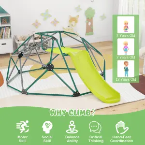 Costway 8FT Dome Climber Kids Toddler Climbing Frame With Slide Geometric Climbing Dome