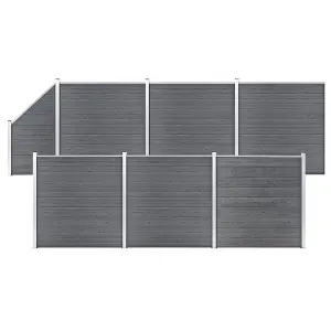 Berkfield WPC Fence Set 6 Square + 1 Slanted 1138x186 cm Grey