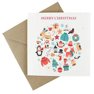 Easy Eco Wildflower Merry Christmas Cards - Eco-friendly - Pack of 10 cards