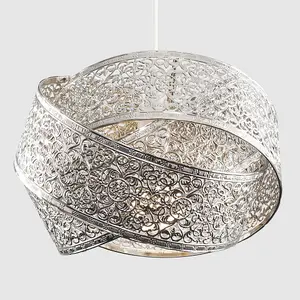 ValueLights Hacienda Modern Brushed Chrome Artistic Detailed Intertwined Rings Design Ceiling Pendant Light Shade