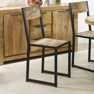 Cosmo Industrial Dining Chair (Set of 2) - Solid Mango Wood/Metal - L40 x W40 x H90 cm